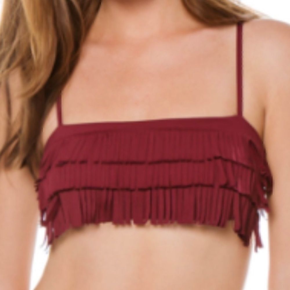 NWT Becca by Rebecca Virtue Fringe Bandeau Bikini Top - Size Small